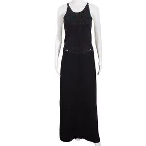 green emerald velvet dress 1980s St John Evening Long Black Knit Formal Dress with Gold Sequin De –  Style & Salvage main image 0